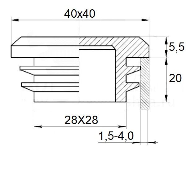 Заглушка квадратная 40х40 пластиковая практичная черная RAL 9017 стенка 1,5-4,0мм  4