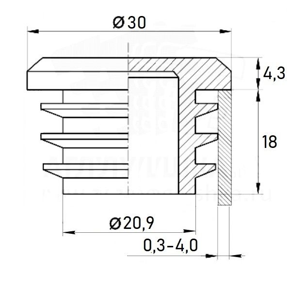 Заглушка круглая д.30 практичная черная RAL 9017 4