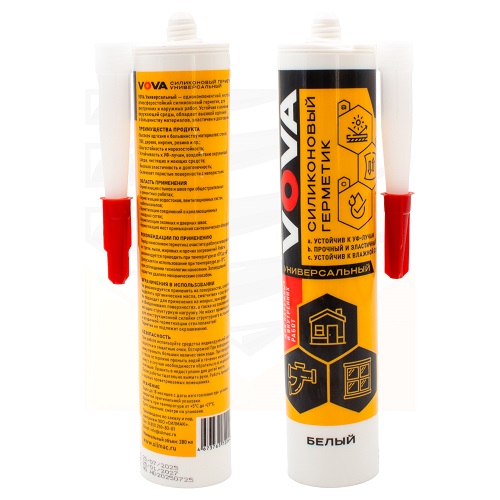 Герметик силиконовый VOVA универсальный 280 мл БЕЛЫЙ картридж