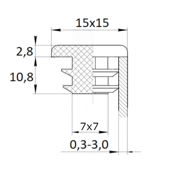 Заглушка квадратная 15х15 пластиковая практичная черная RAL 9017 4
