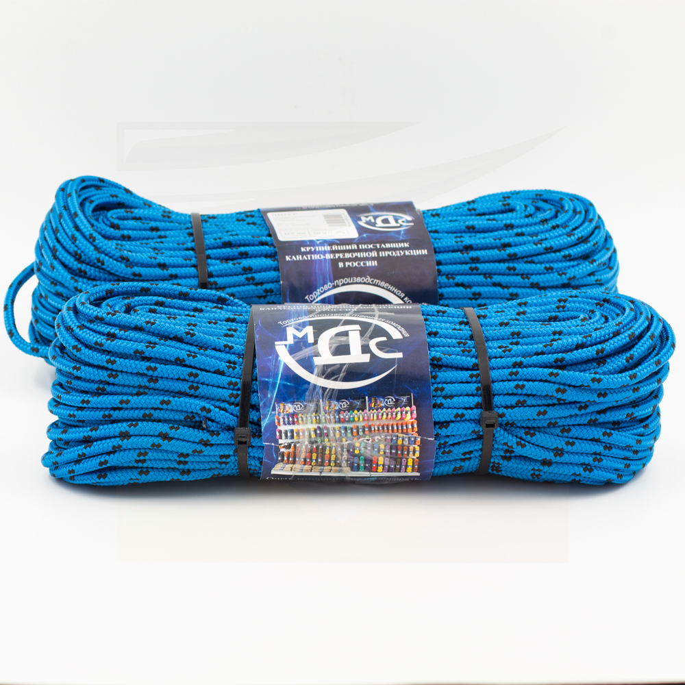 Канат полипропиленовый плетеный 6 мм 16 прядный 50 м с сердцевиной МДС