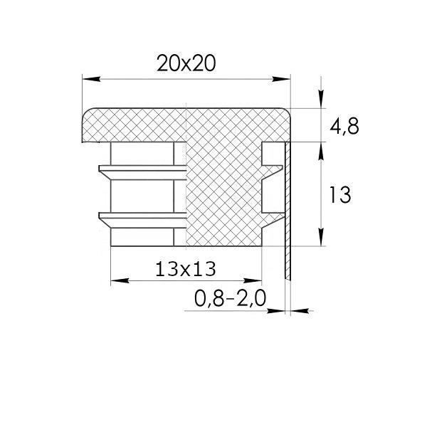 Заглушка квадратная 20х20 пластиковая практичная черная RAL 9017 4