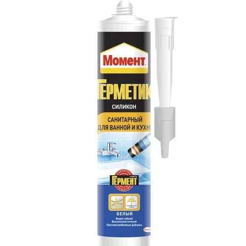 Герметик силикон санитарный МОМЕНТ белый (для ван. и кух.) (280 мл; 12шт)