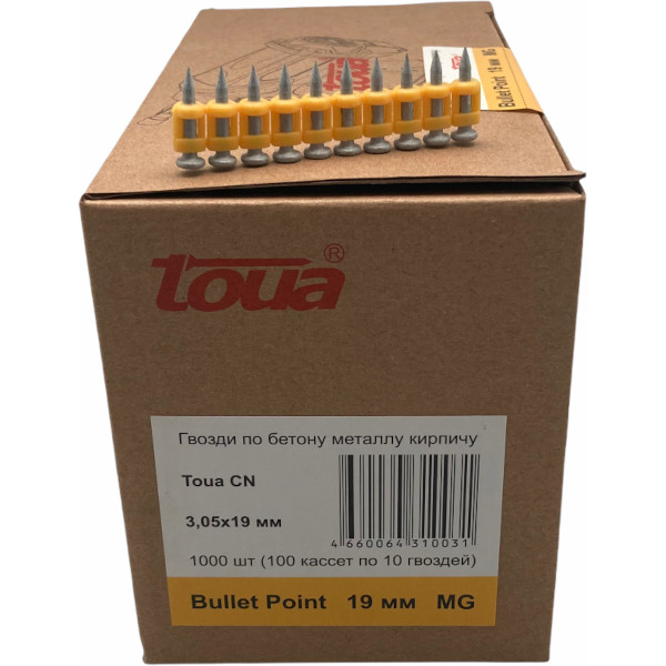 Гвозди по бетону Toua CN MG bullet point 3,05х19 мм (1000шт) любое кол-во свой склад Краснодар