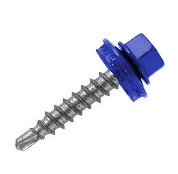 Саморез кровельный 5,5х38 RAL 5005 ярко-синий всегда наличие скидки доставка по России