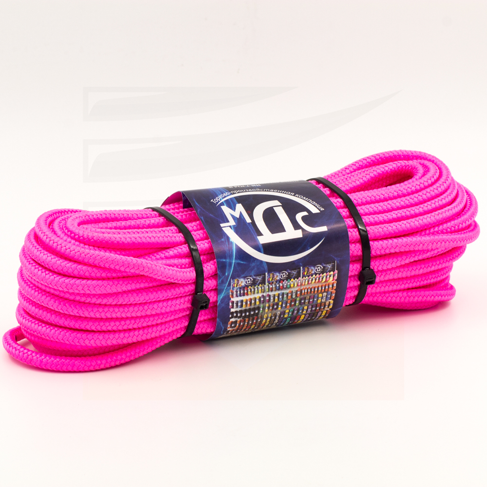 Канат полипропиленовый плетеный неон 8 мм 16 прядный 20 м с сердцевиной МДС