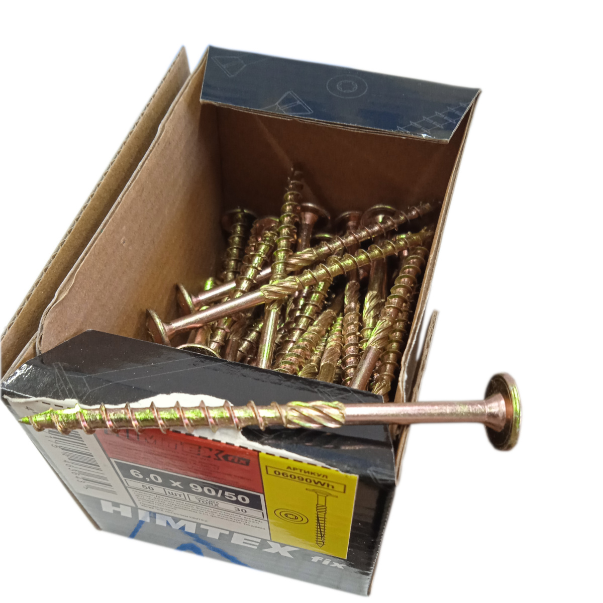 Шуруп по дереву полусфер. гол. конструкционный 6х90 Torx 30 HIMTEXfix в наличии доставка по РФ