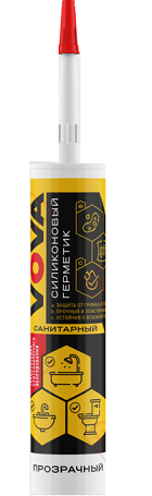 Герметик силиконовый VOVA санитарный 280 мл ПРОЗРАЧНЫЙ картридж