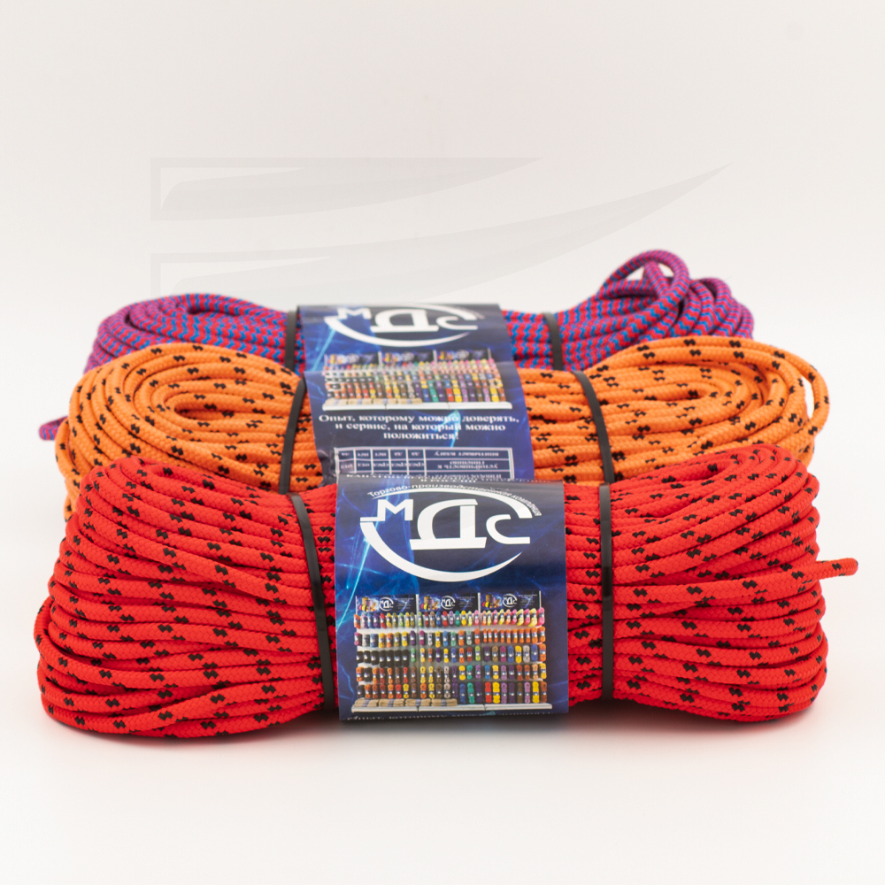 Канат полипропиленовый плетеный 5 мм 16 прядный 50 м с сердцевиной МДС