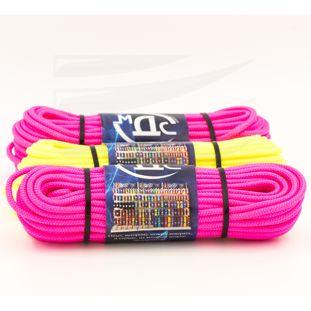 Канат полипропиленовый плетеный неон 6 мм 16 прядный 20 м с сердцевиной МДС