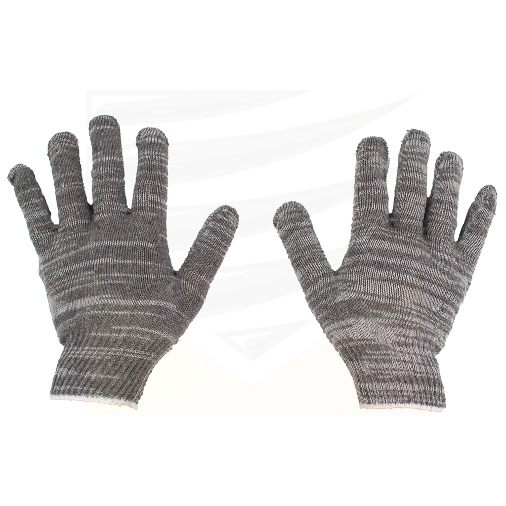Перчатки трикотажные ХБ с ПВХ 5 нитей 10кл. серые (уп.200 шт)