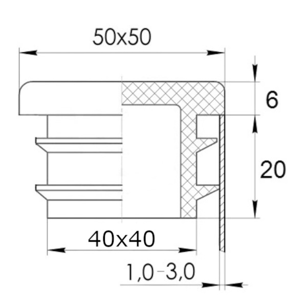 Заглушка квадратная 50х50 пластиковая практичная черная RAL 9017 4