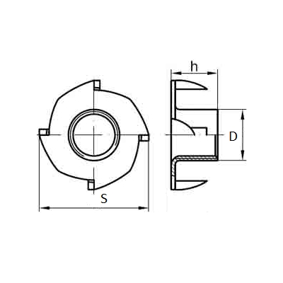 схема гайки врезной дин 1624