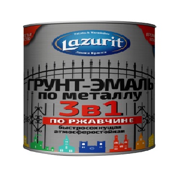 Грунт-эмаль по ржавчине 3 в 1 быстросохнущая глянцевая графит RAL7024 (1,8кг/6шт) LAZURIT